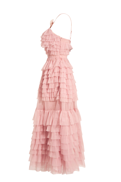 3D Flower Chiffon Tiered Midi Dress