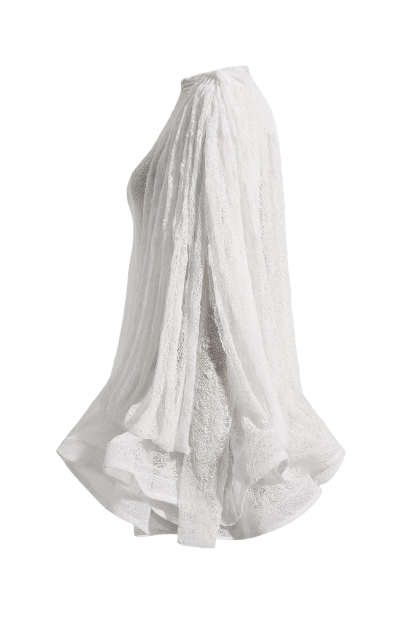 Lace Splicing Ruffle Mini Dress