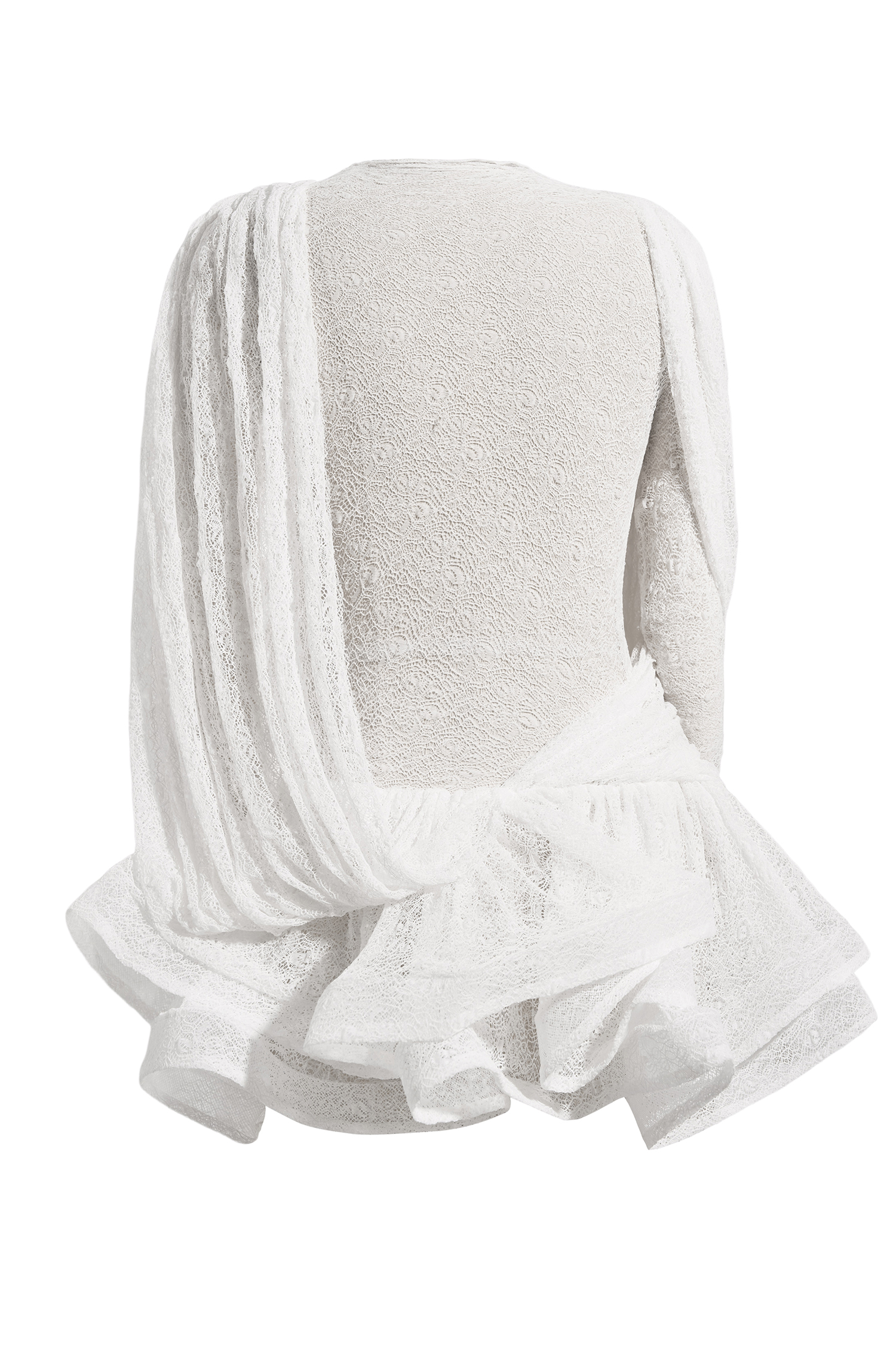 Lace Splicing Ruffle Mini Dress