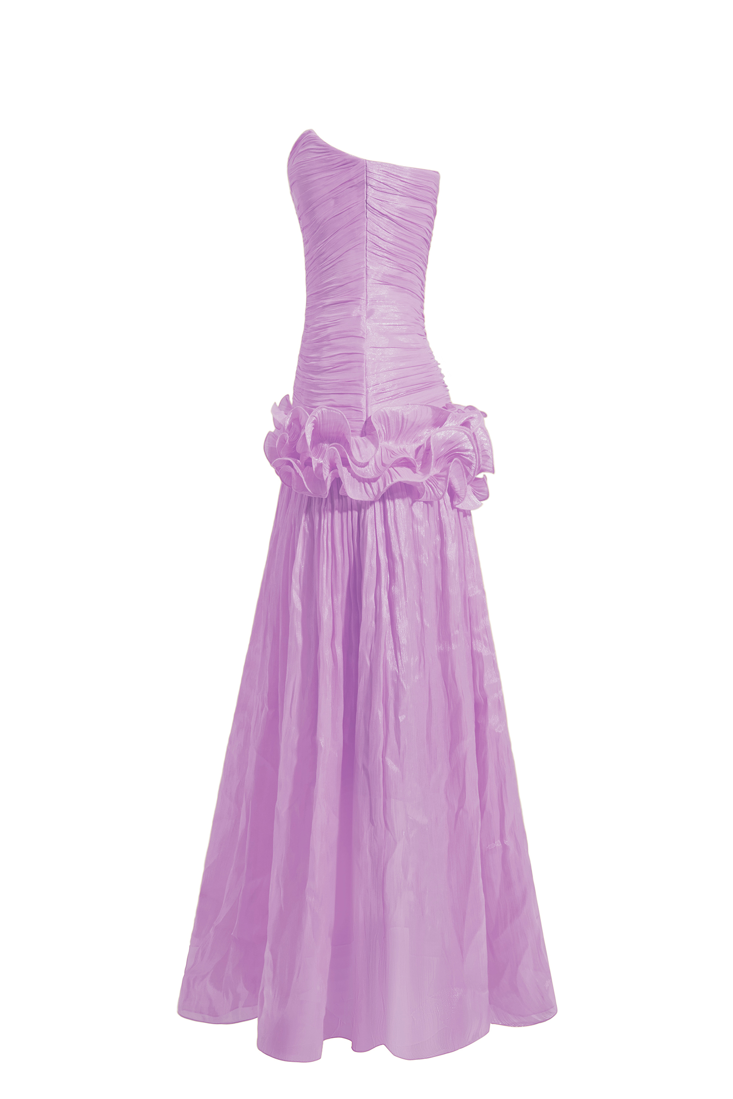 Solid Pleated Ruffle Maxi Dress