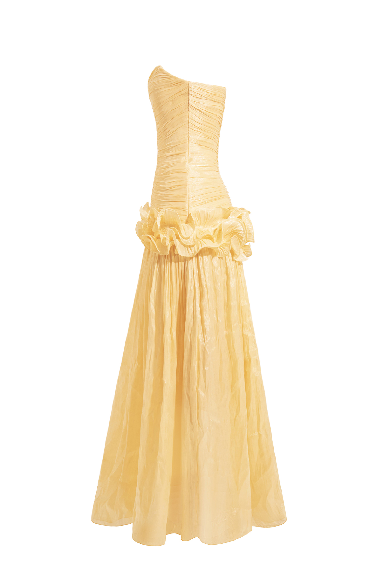 Solid Pleated Ruffle Maxi Dress