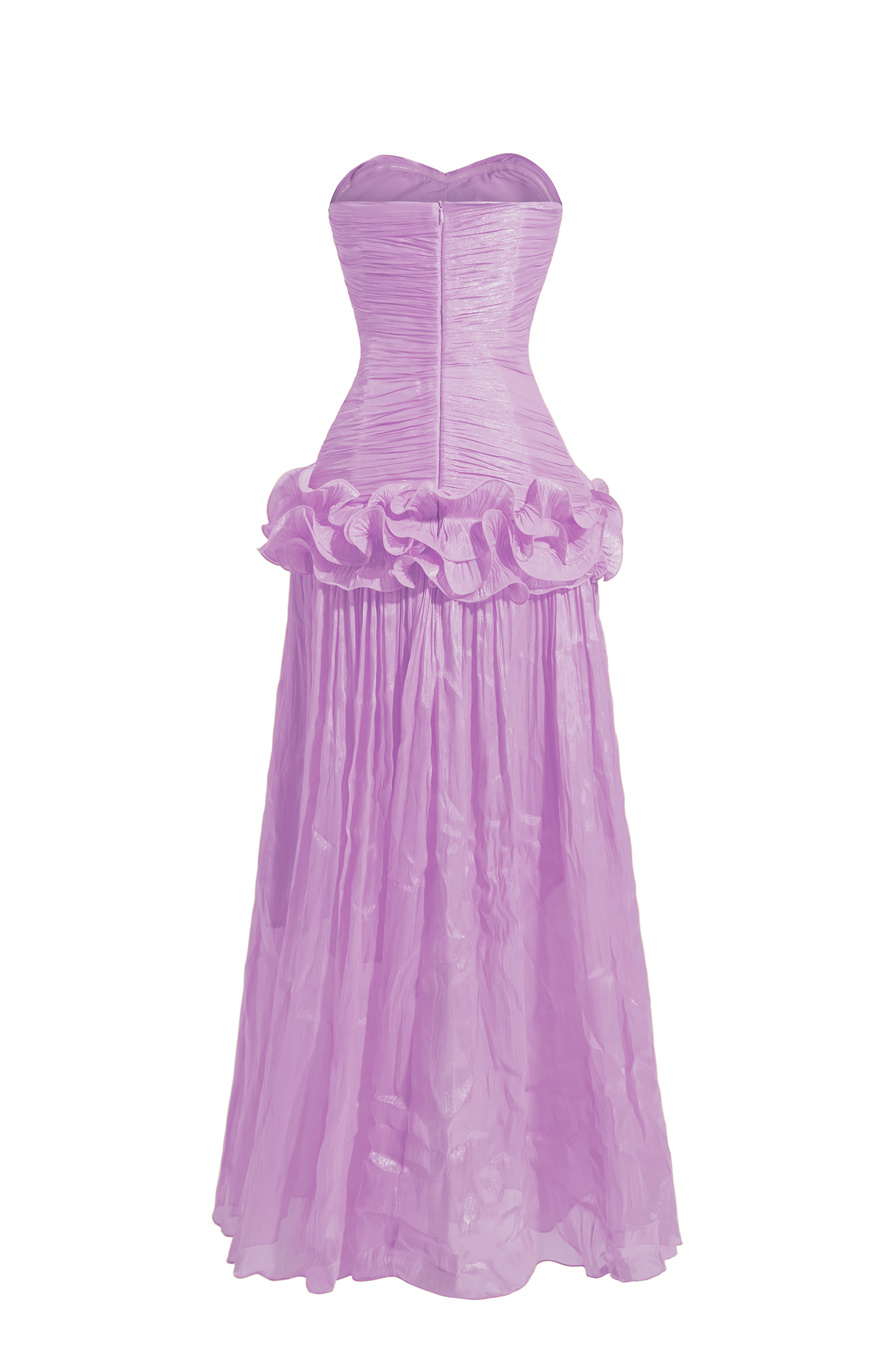 Solid Pleated Ruffle Maxi Dress