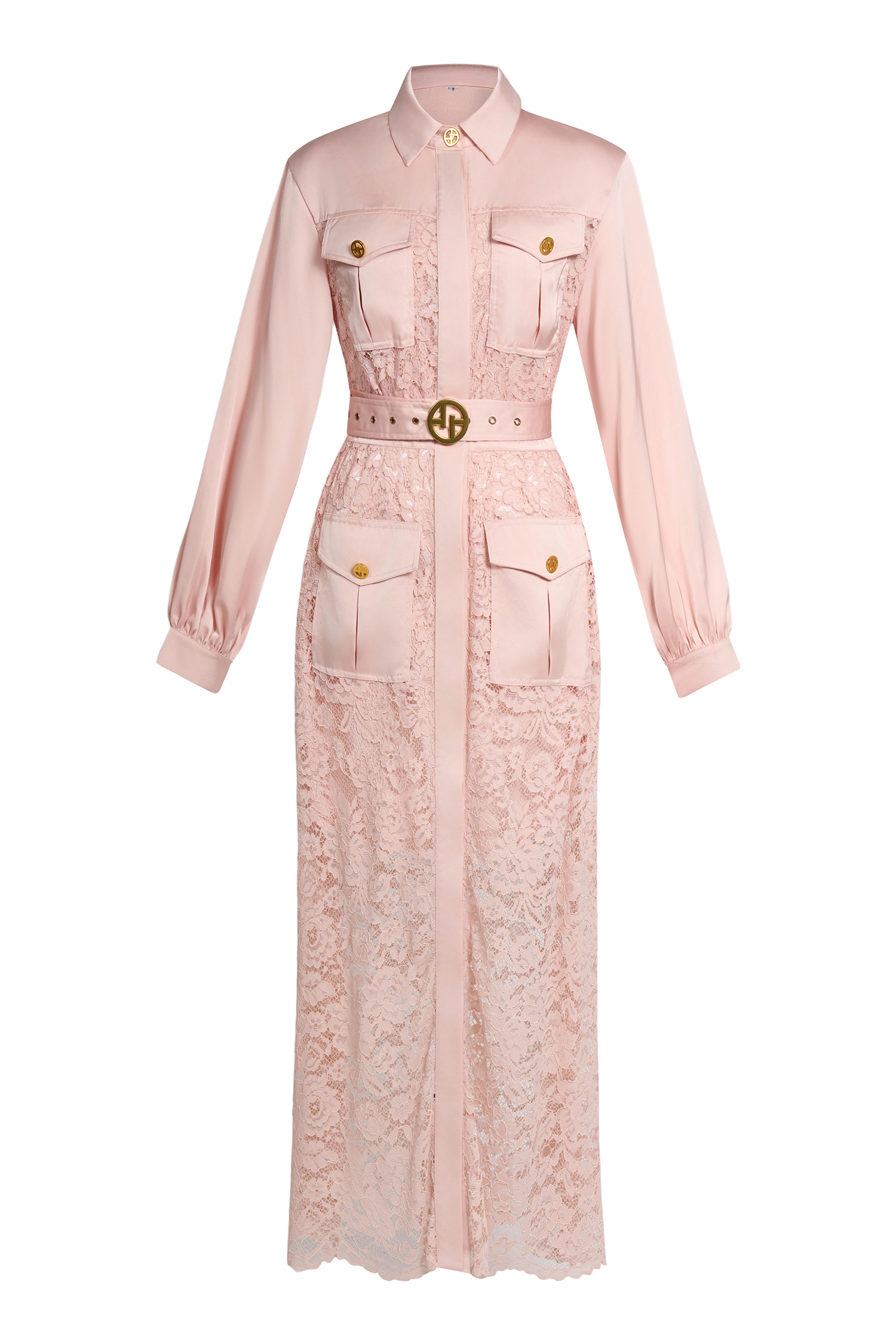 Lace Flapped Lantern Sleeve Midi Dress