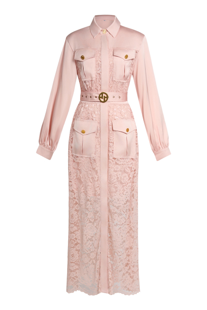 Lace Flapped Lantern Sleeve Midi Dress