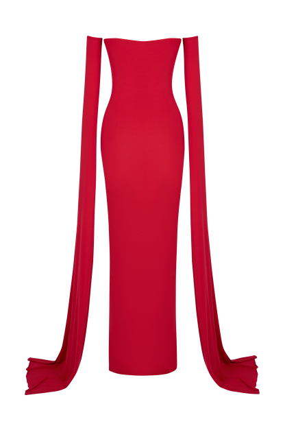 Jersey Off-Shoulder Shawl Sleeve Midi Dress