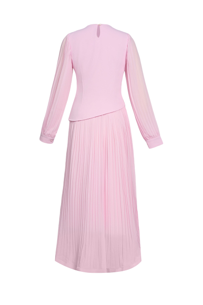 Sequin Splicing Lace Top & Pleated Midi Skirt Set
