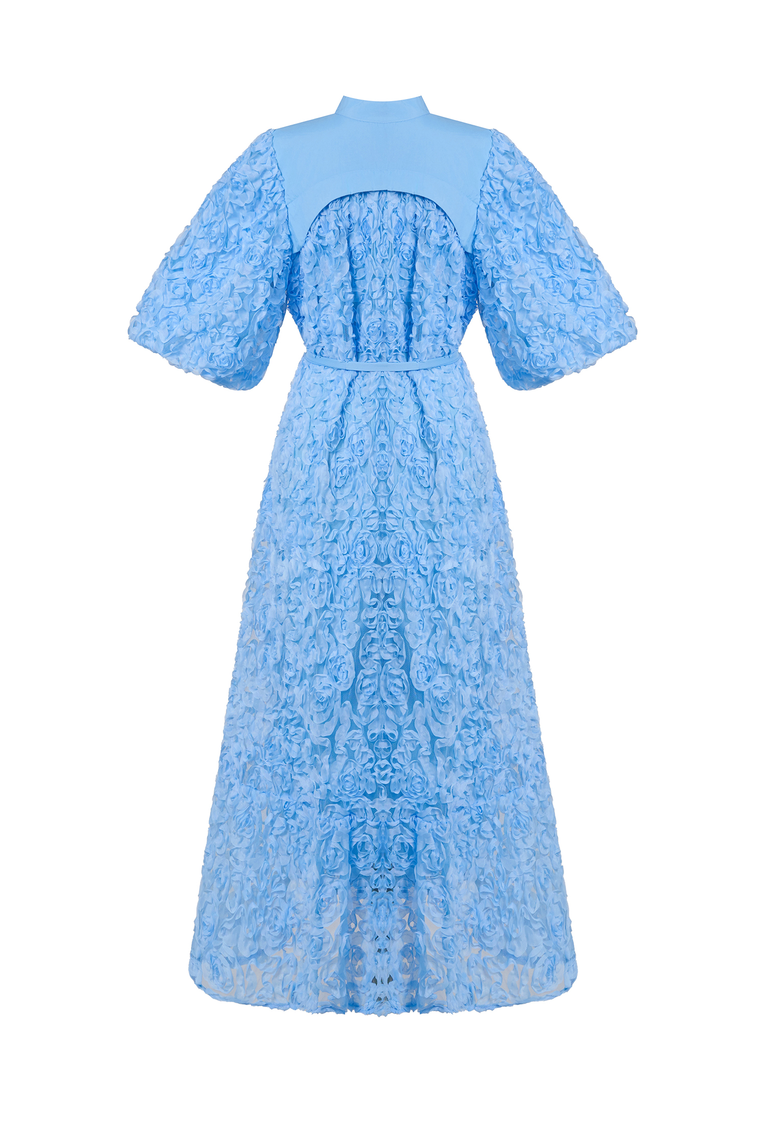 3D Flower Single Breasted Midi Dress With Belt