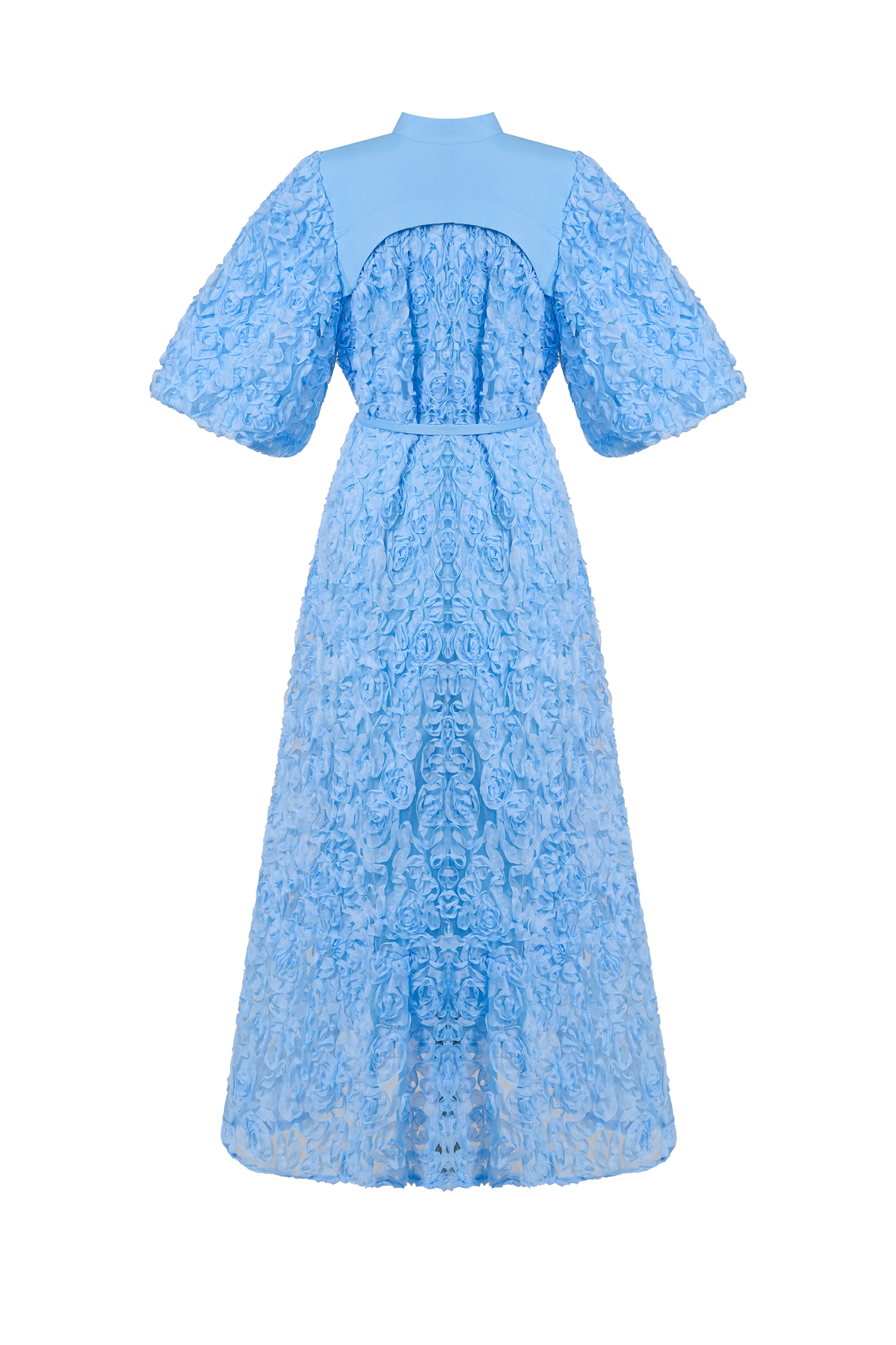 3D Flower Single Breasted Midi Dress With Belt