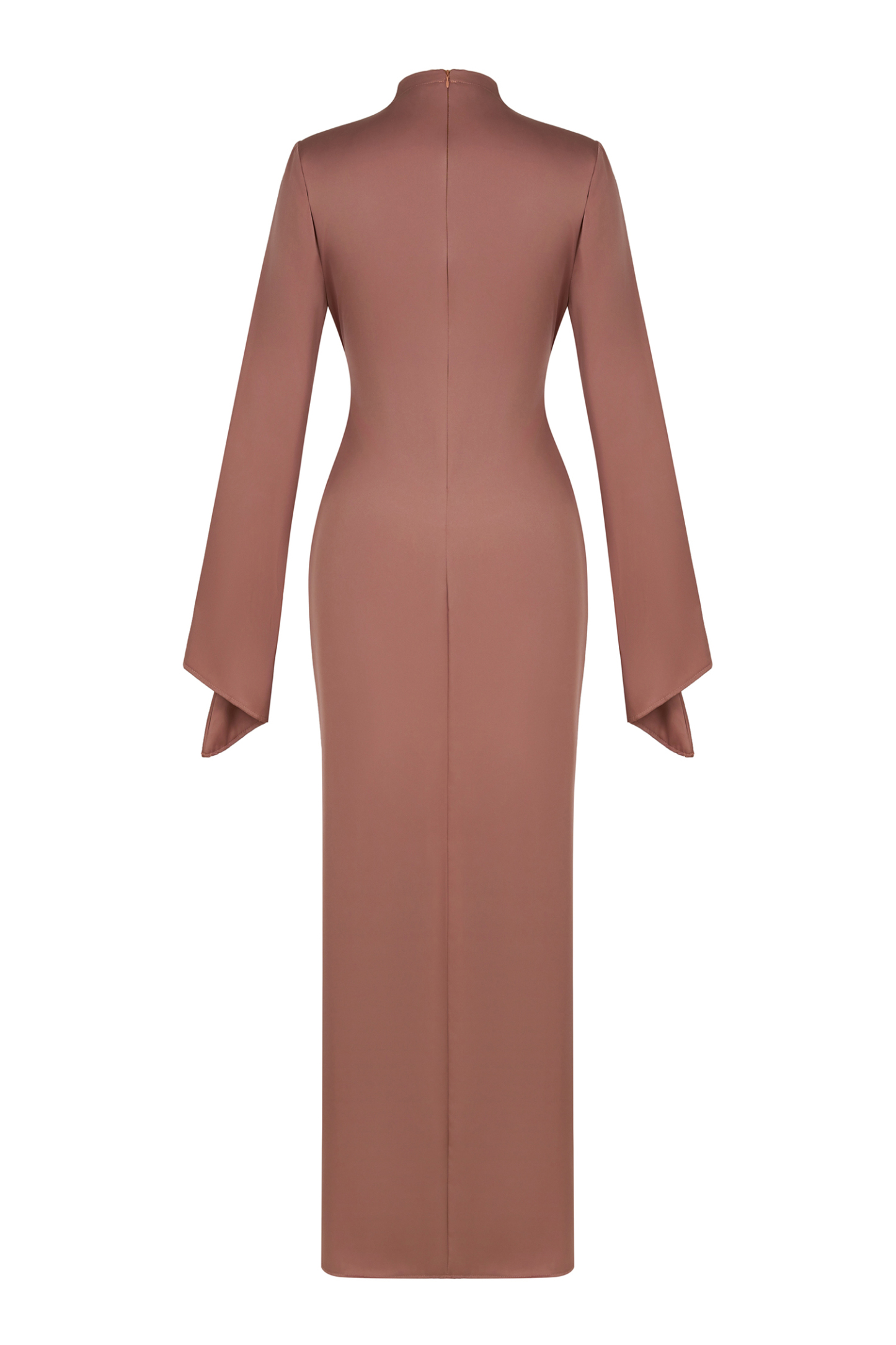 Satin Tie-Up Bell Sleeve Maxi Dress