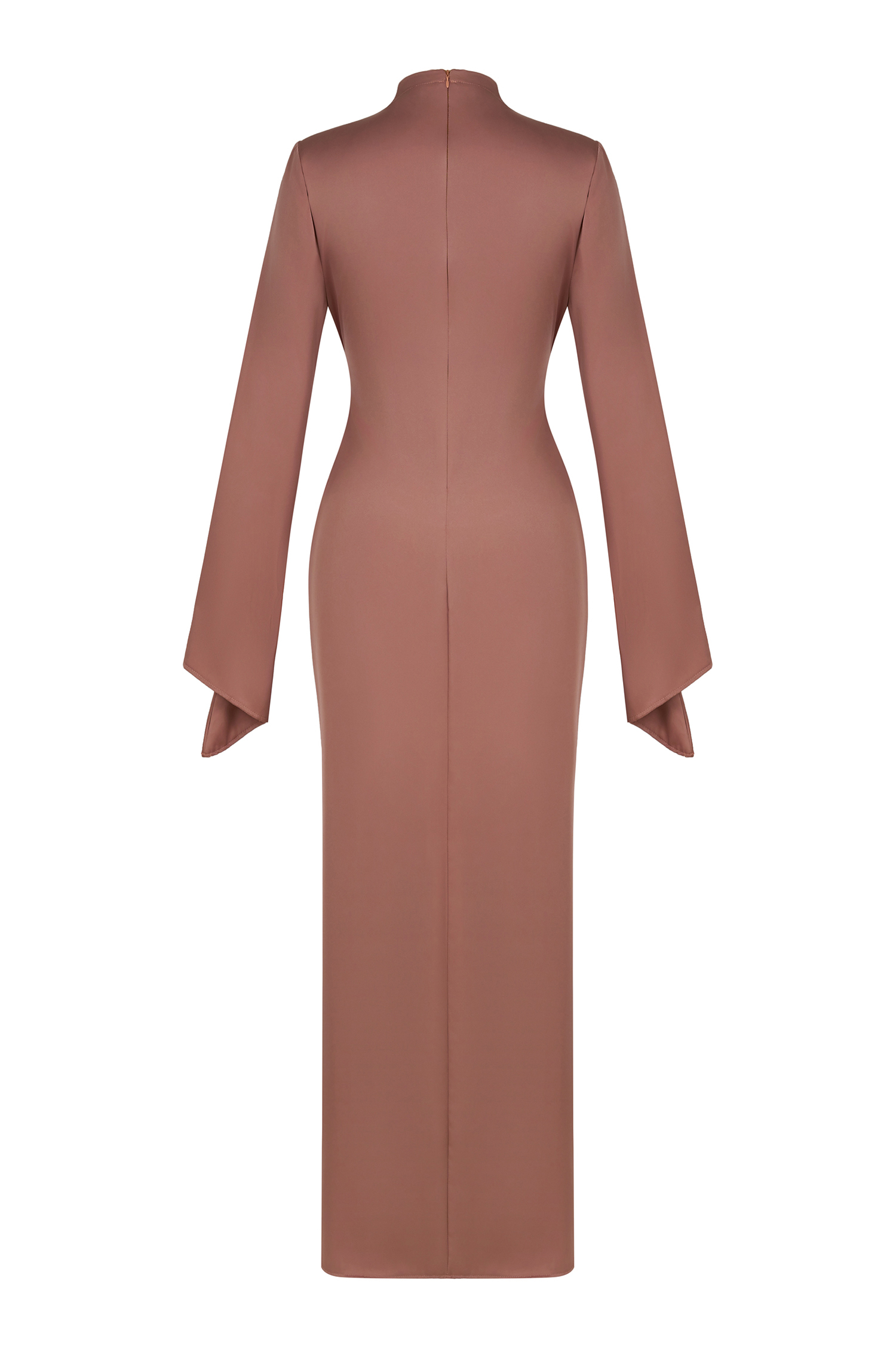 Satin Tie-Up Bell Sleeve Maxi Dress