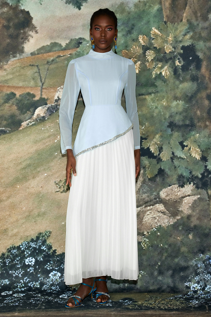 Chiffon Sequin Stand Collar Long Sleeve Maxi Dress