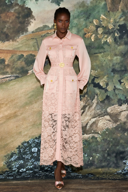 Lace Flapped Lantern Sleeve Midi Dress