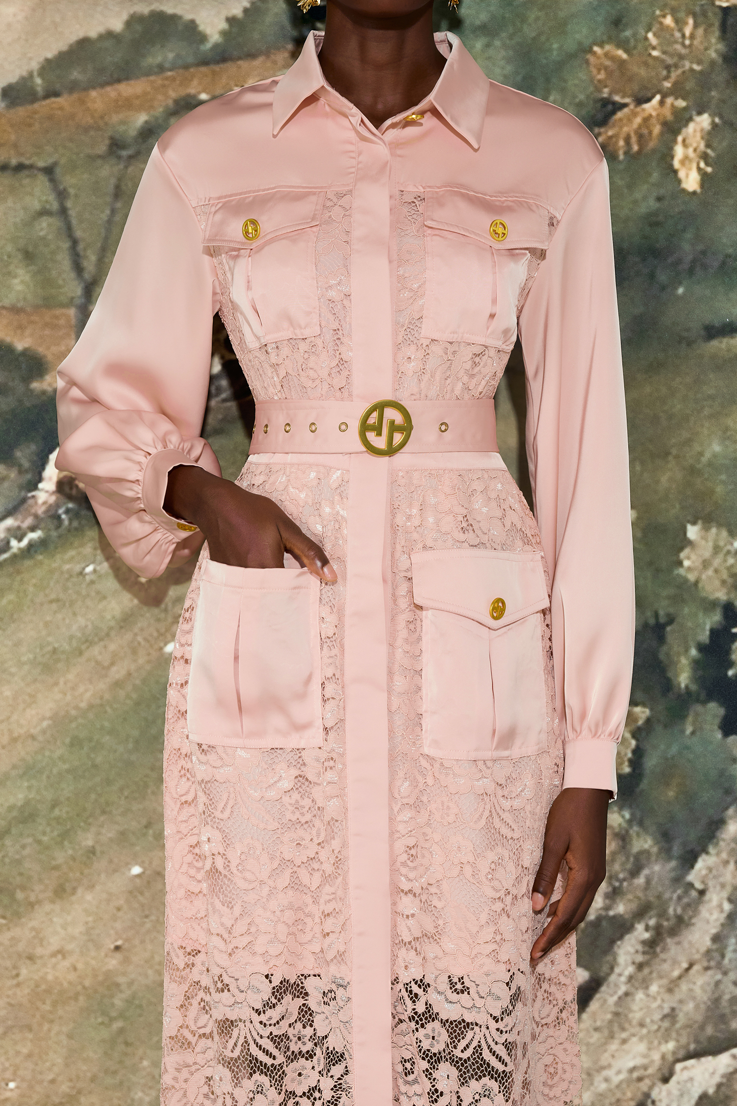 Lace Flapped Lantern Sleeve Midi Dress