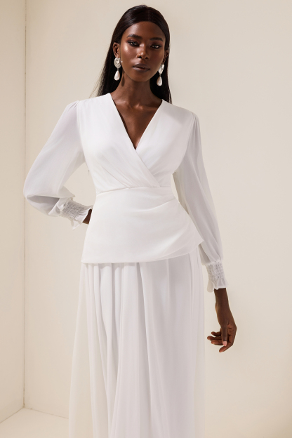 Chiffon V-Neck Lace-Up Midi Dress