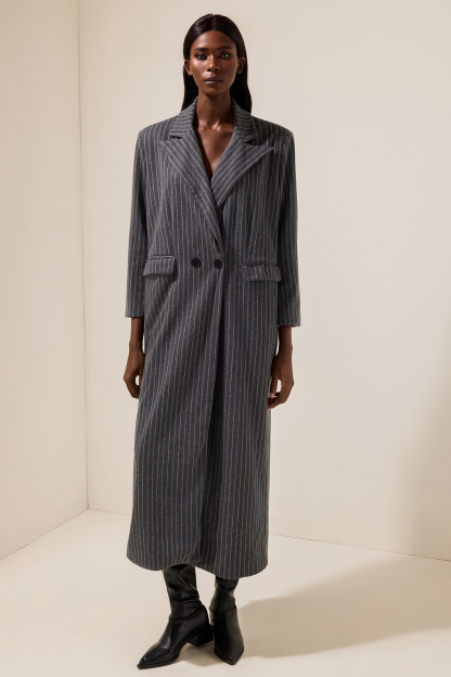 Stripe Long Sleeve Trench OverCoat