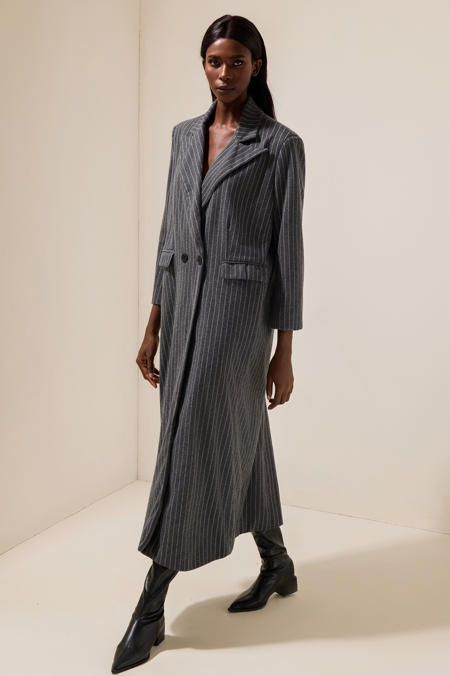 Stripe Long Sleeve Trench OverCoat