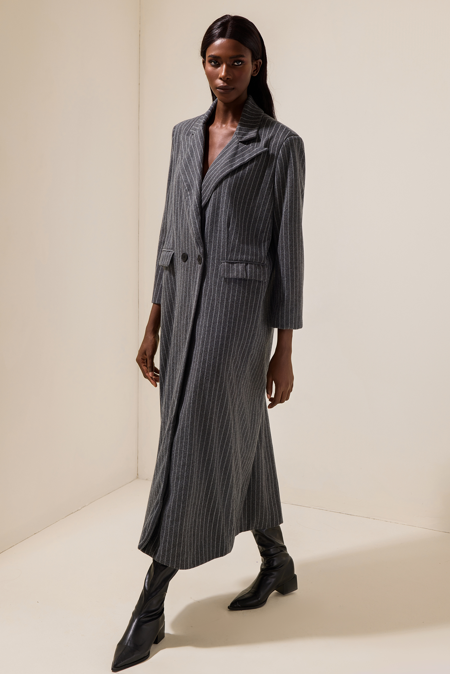 Stripe Long Sleeve Trench OverCoat
