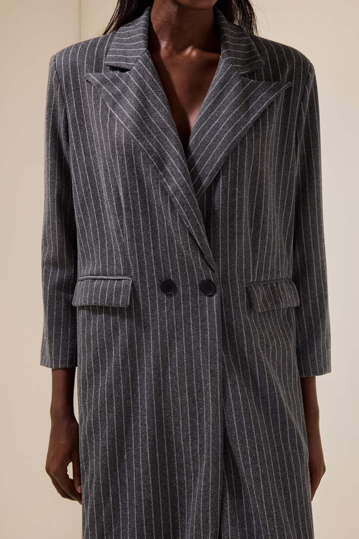 Stripe Long Sleeve Trench OverCoat