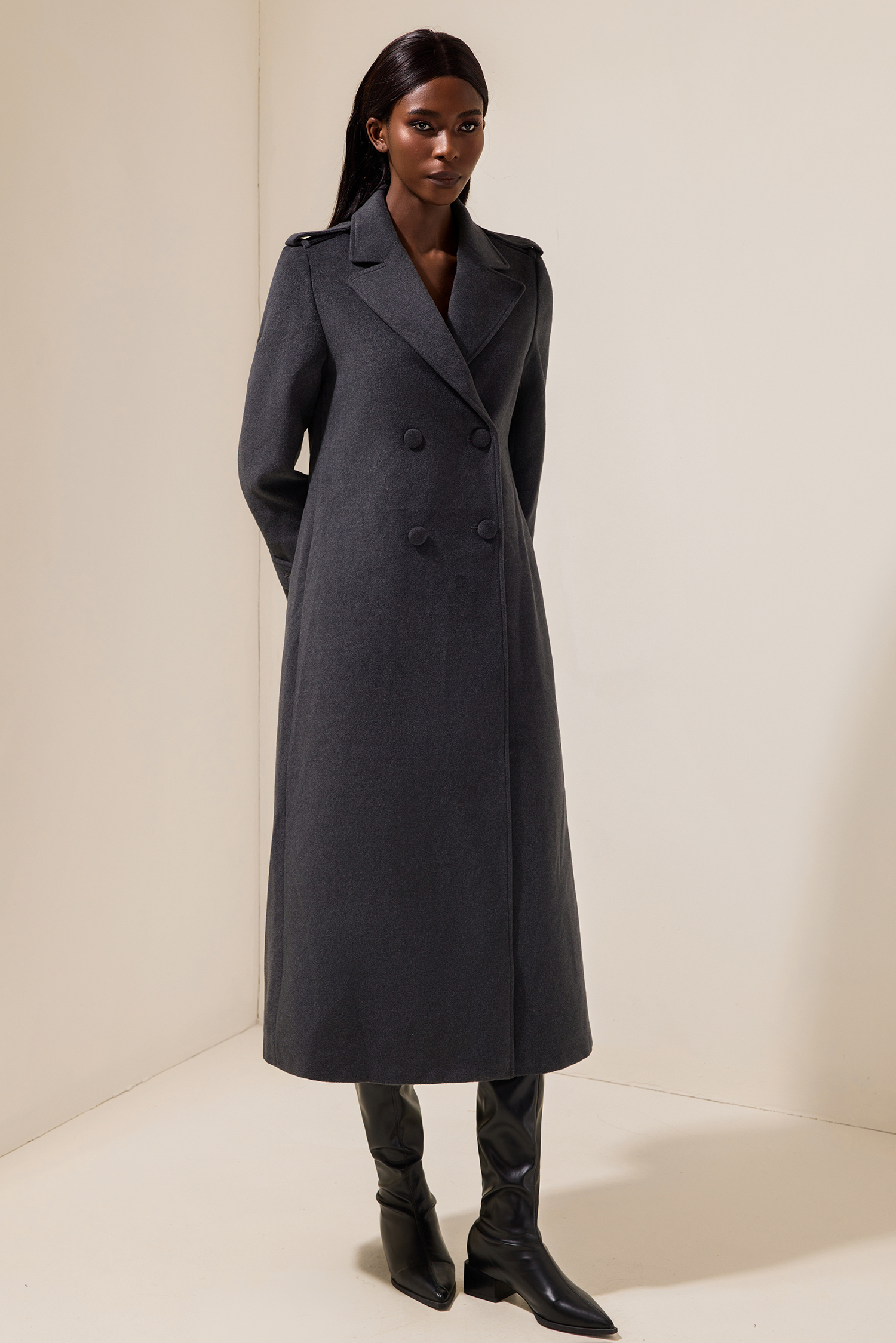 Woolen Bottom Flapped Neck Coat