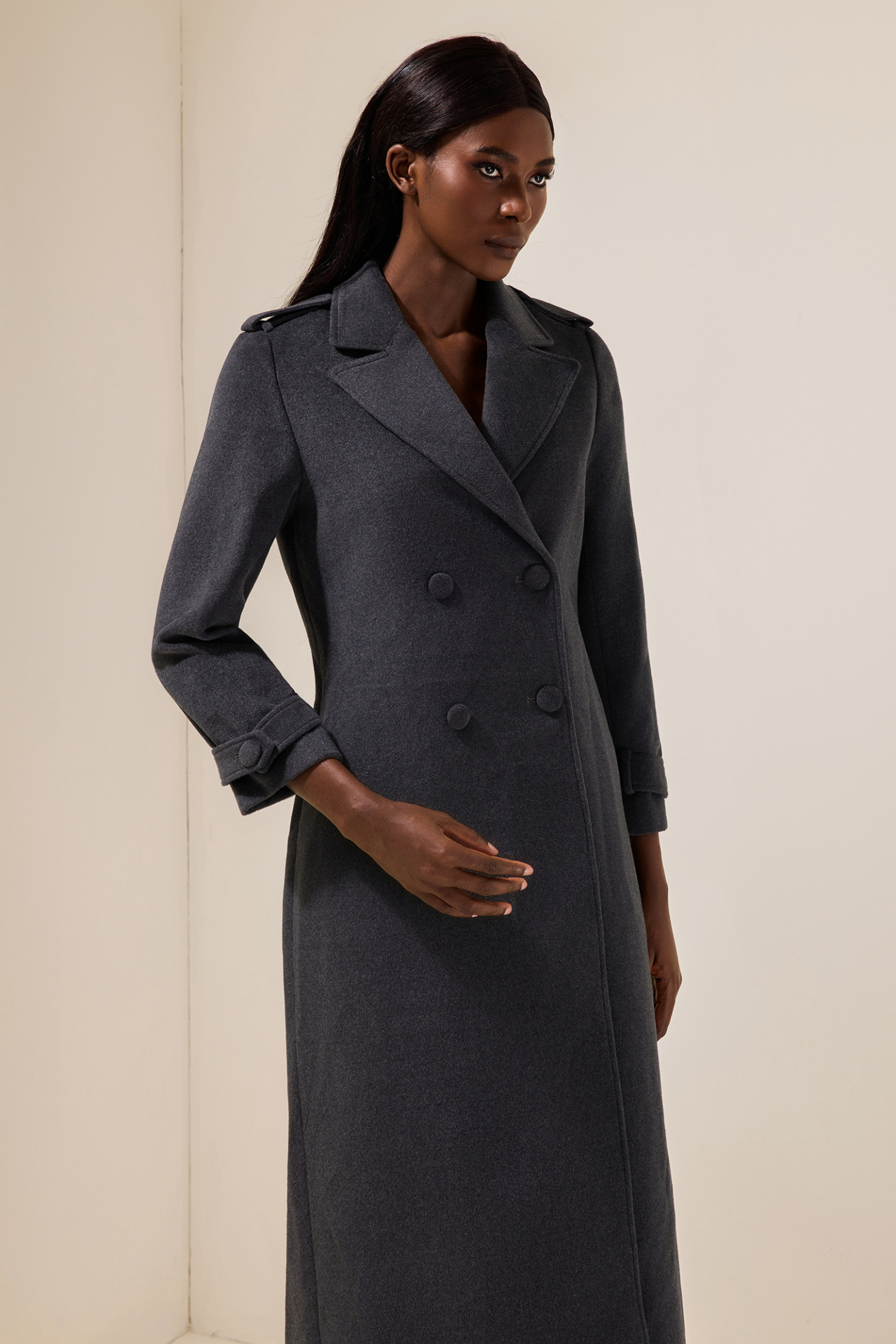 Woolen Bottom Flapped Neck Coat