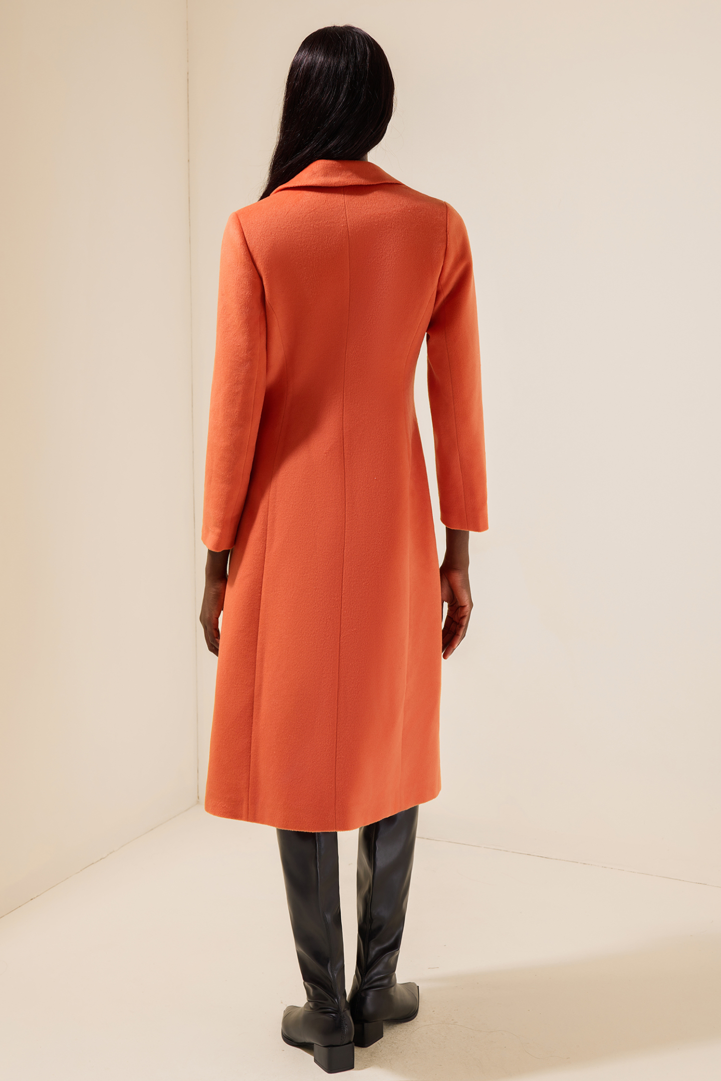 Solid Woolen Bottom Long Sleeve Coat