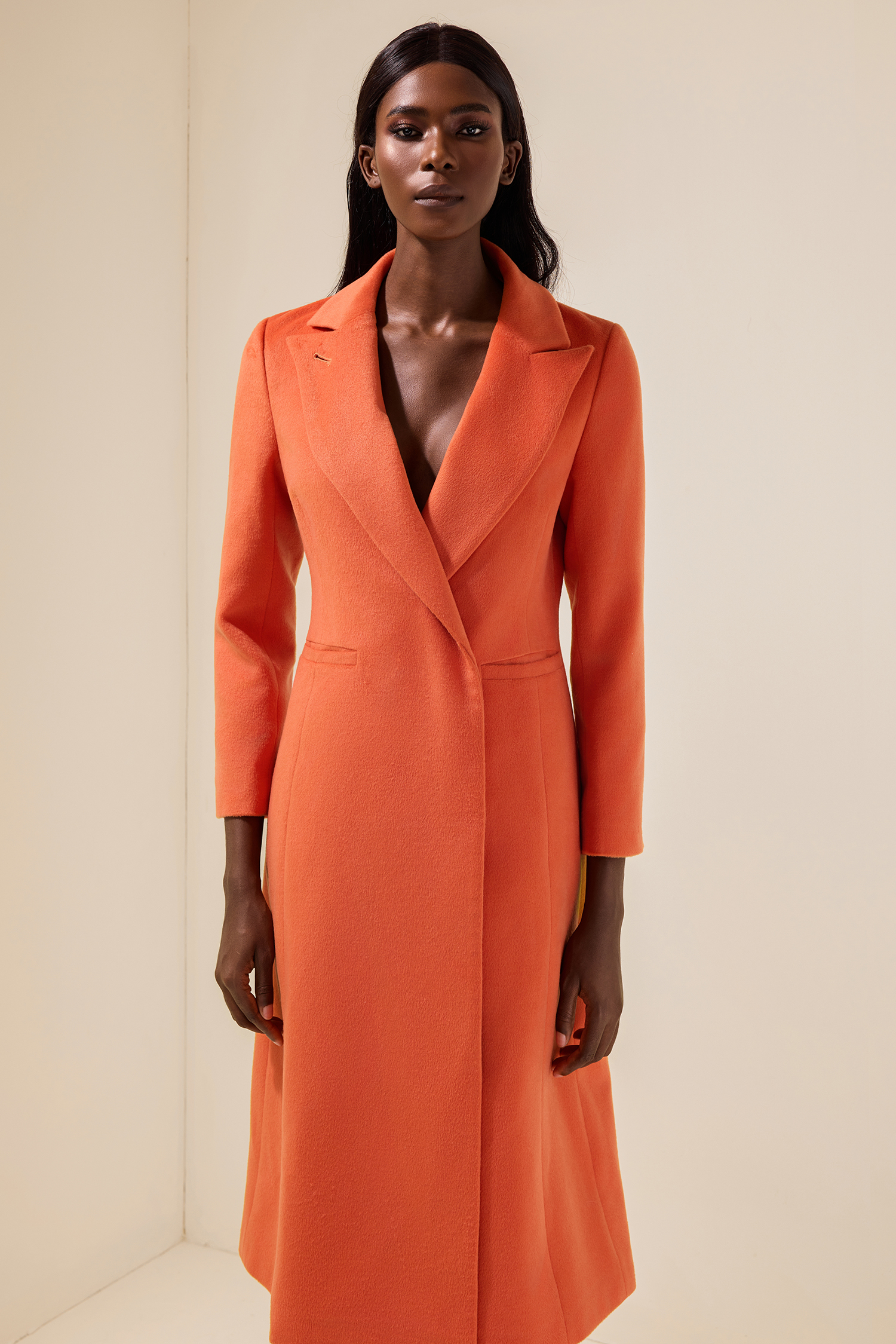 Solid Woolen Bottom Long Sleeve Coat