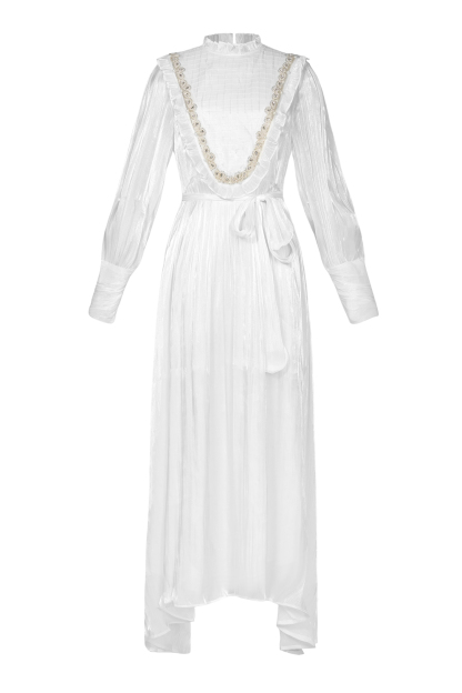 Satin Rivet Midi Dress With Belt