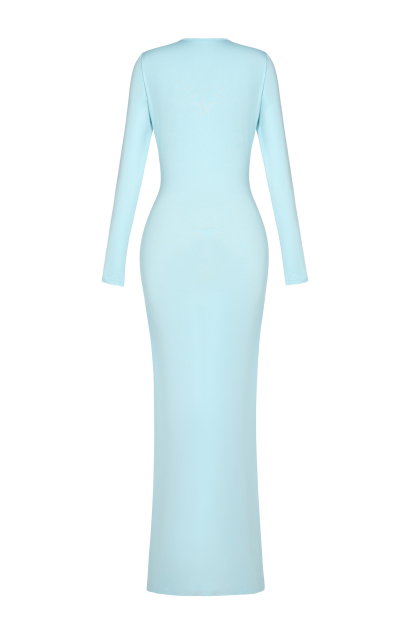 Jersey Knotted Metal Button Maxi Dress