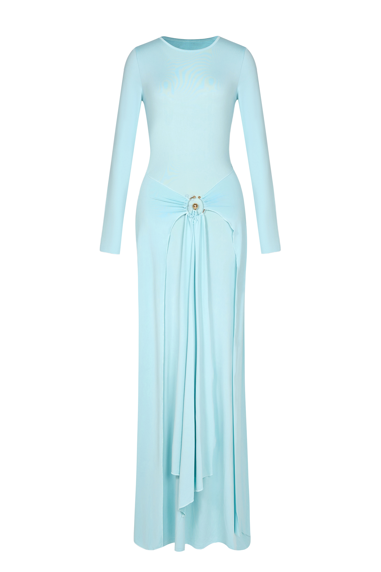 Jersey Knotted Metal Button Maxi Dress