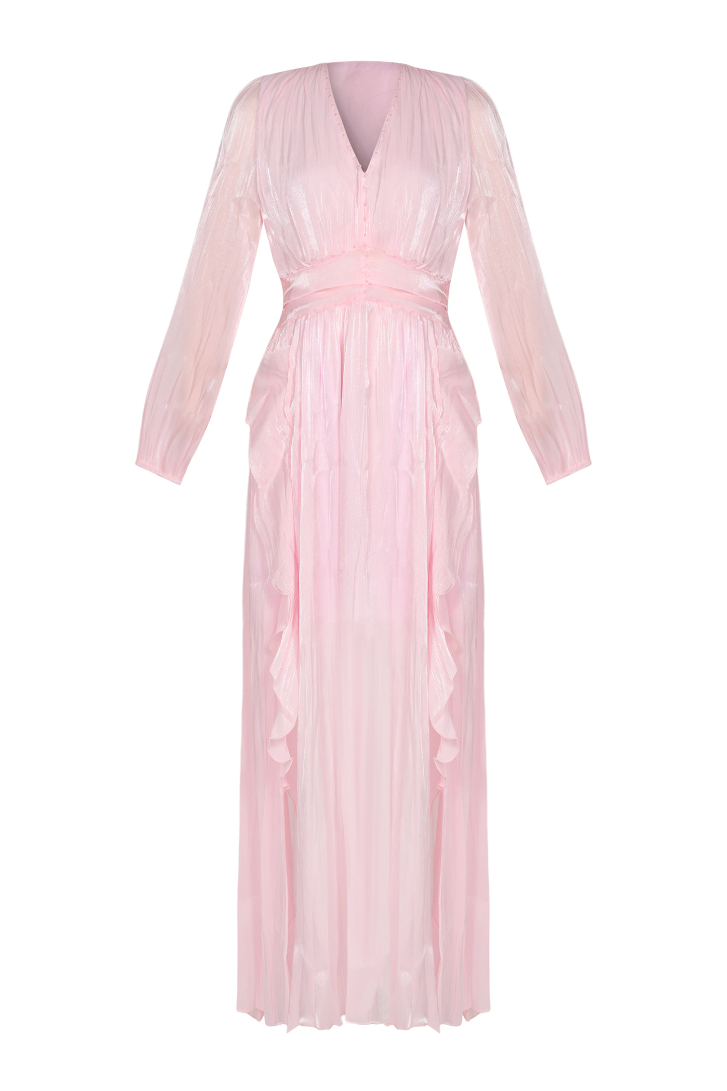 Solid Rivet Ruffle Midi Dress