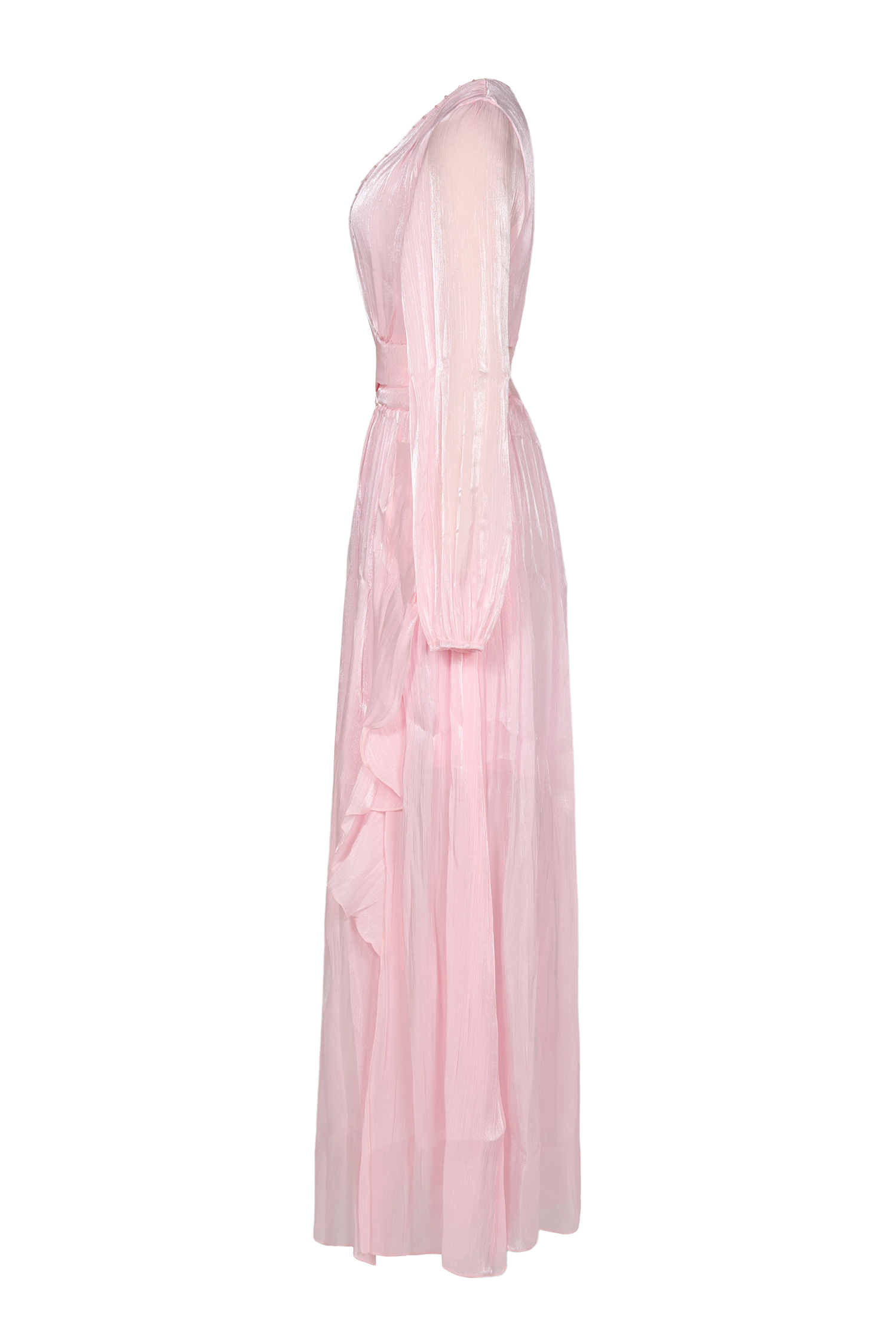 Solid Rivet Ruffle Midi Dress