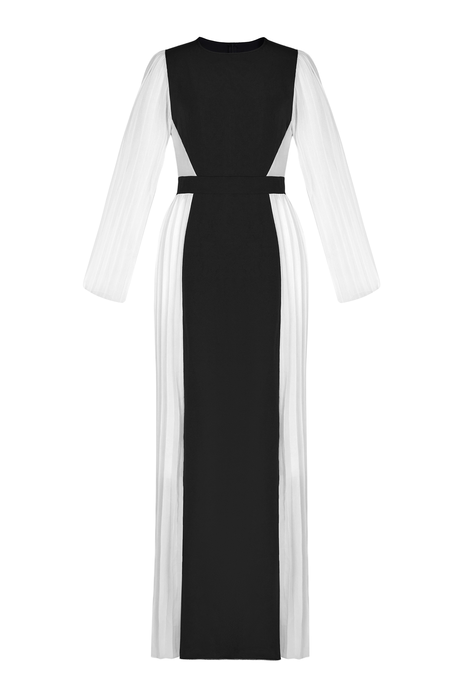 Contrast Color Splicing Pleated Maxi Dress