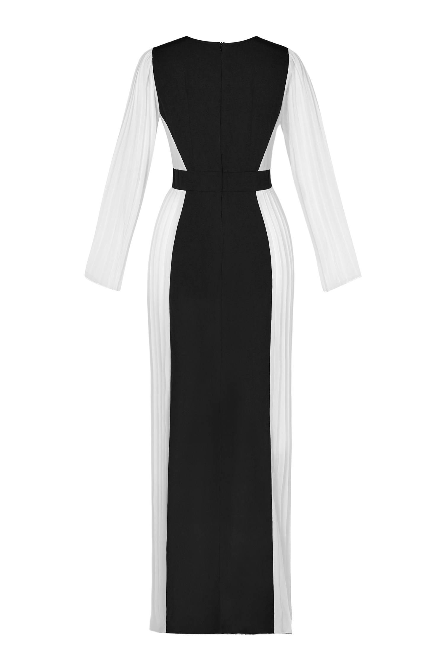 Contrast Color Splicing Pleated Maxi Dress