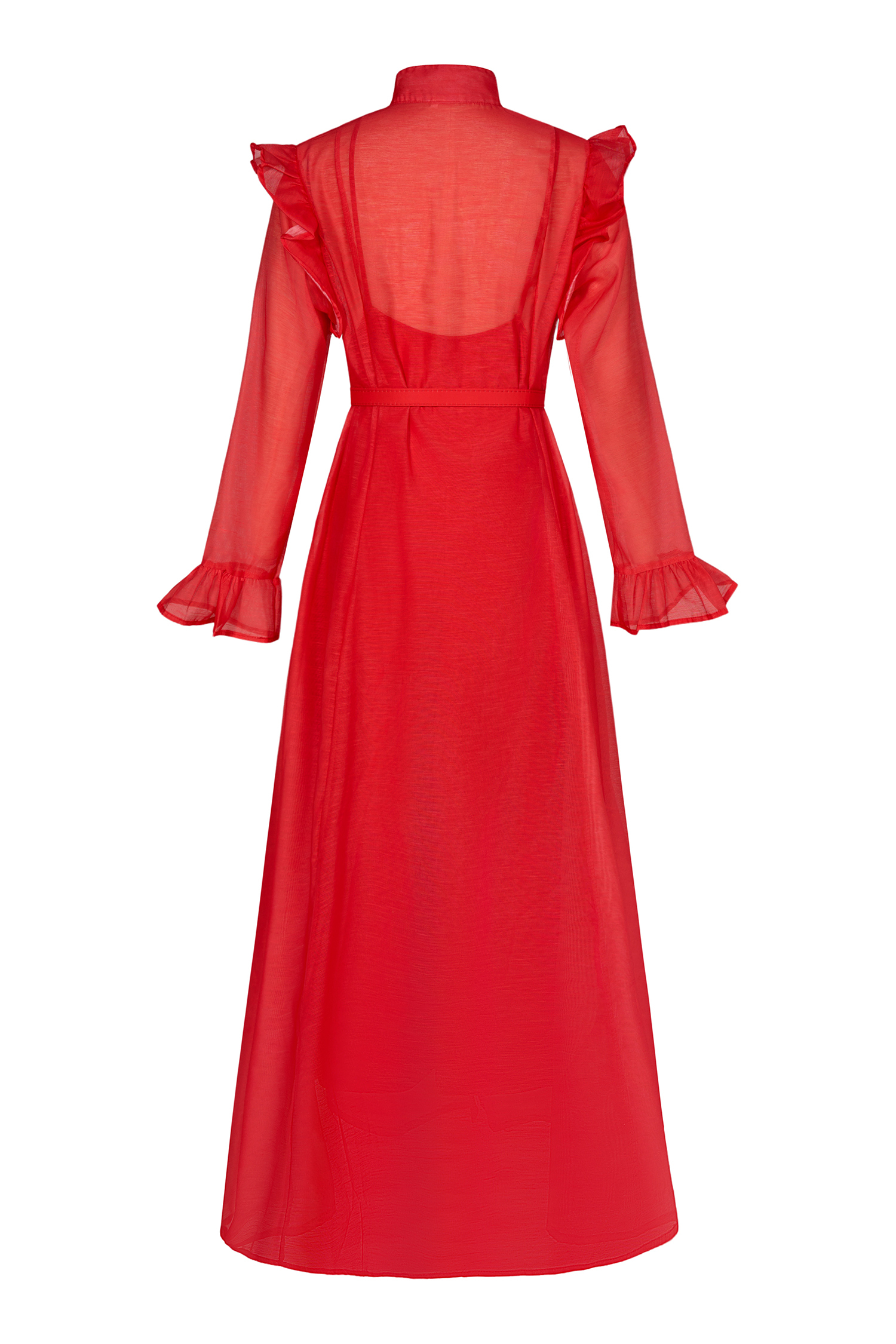 Solid 3D Floral Frill Midi Dress