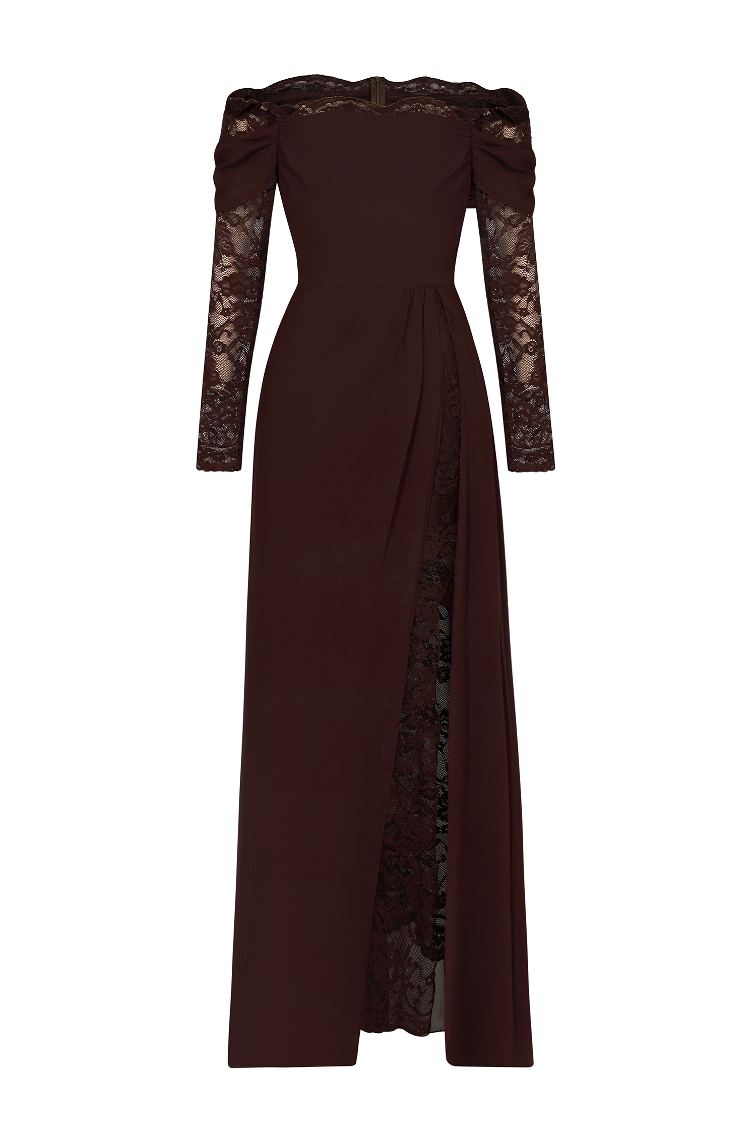 Lace Splicing Chiffon Off Shoulder Maxi Dress