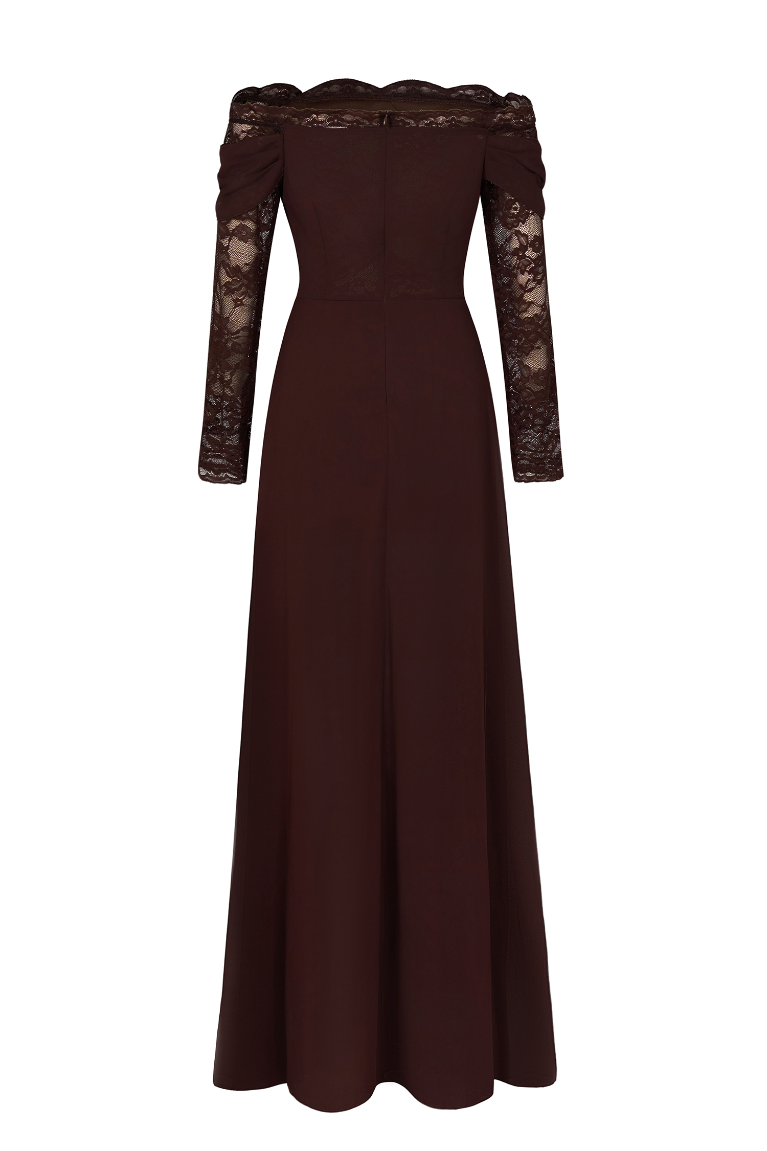 Lace Splicing Chiffon Off Shoulder Maxi Dress