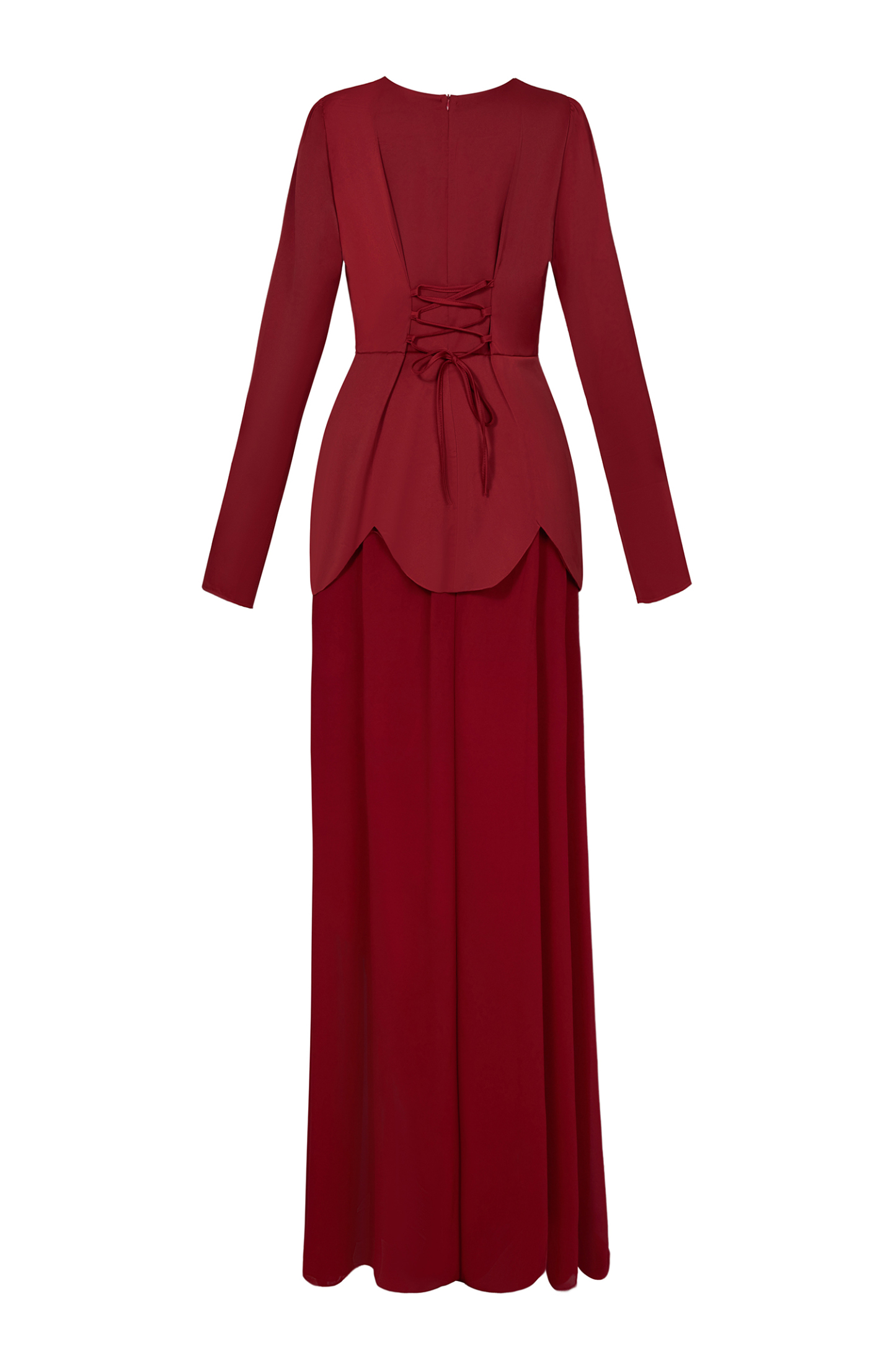 Faux Pearl Square Collar Long Sleeve Maxi Dress