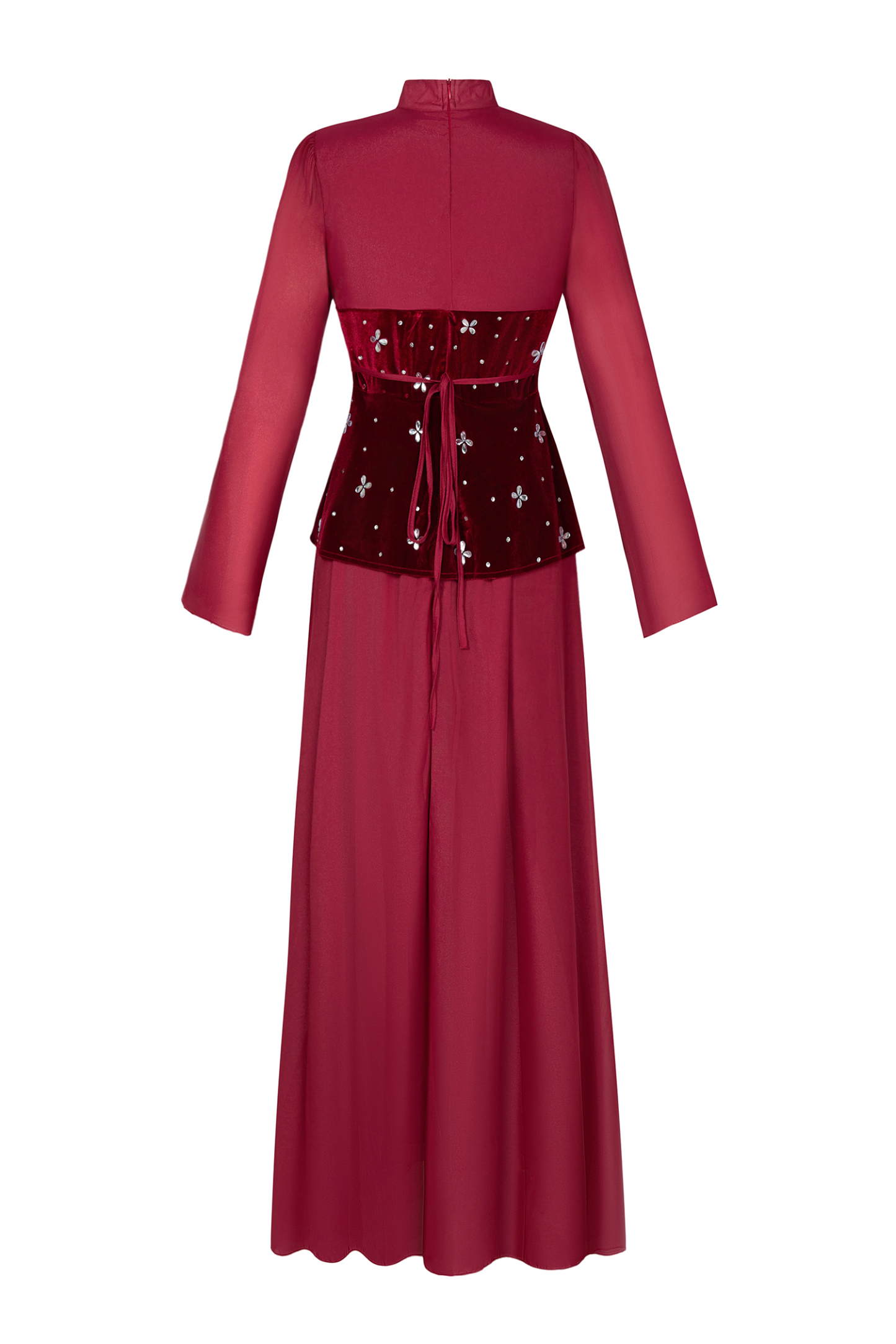 Rhinestone Velvet Splicing Maxi Dress