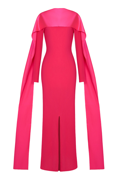 Faux Pearl Slit Long Sleeve Maxi Dress