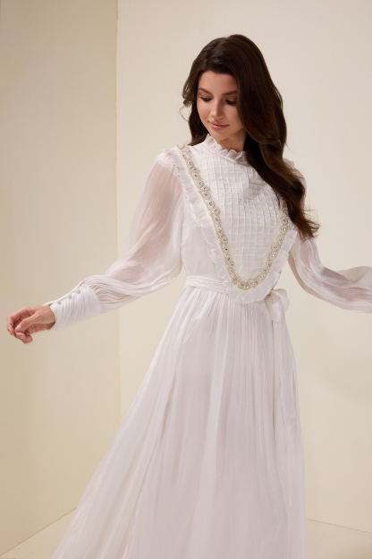 Satin Rivet Midi Dress With Belt