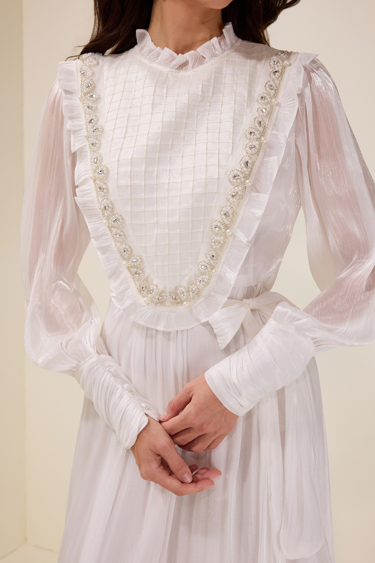 Satin Rivet Midi Dress With Belt