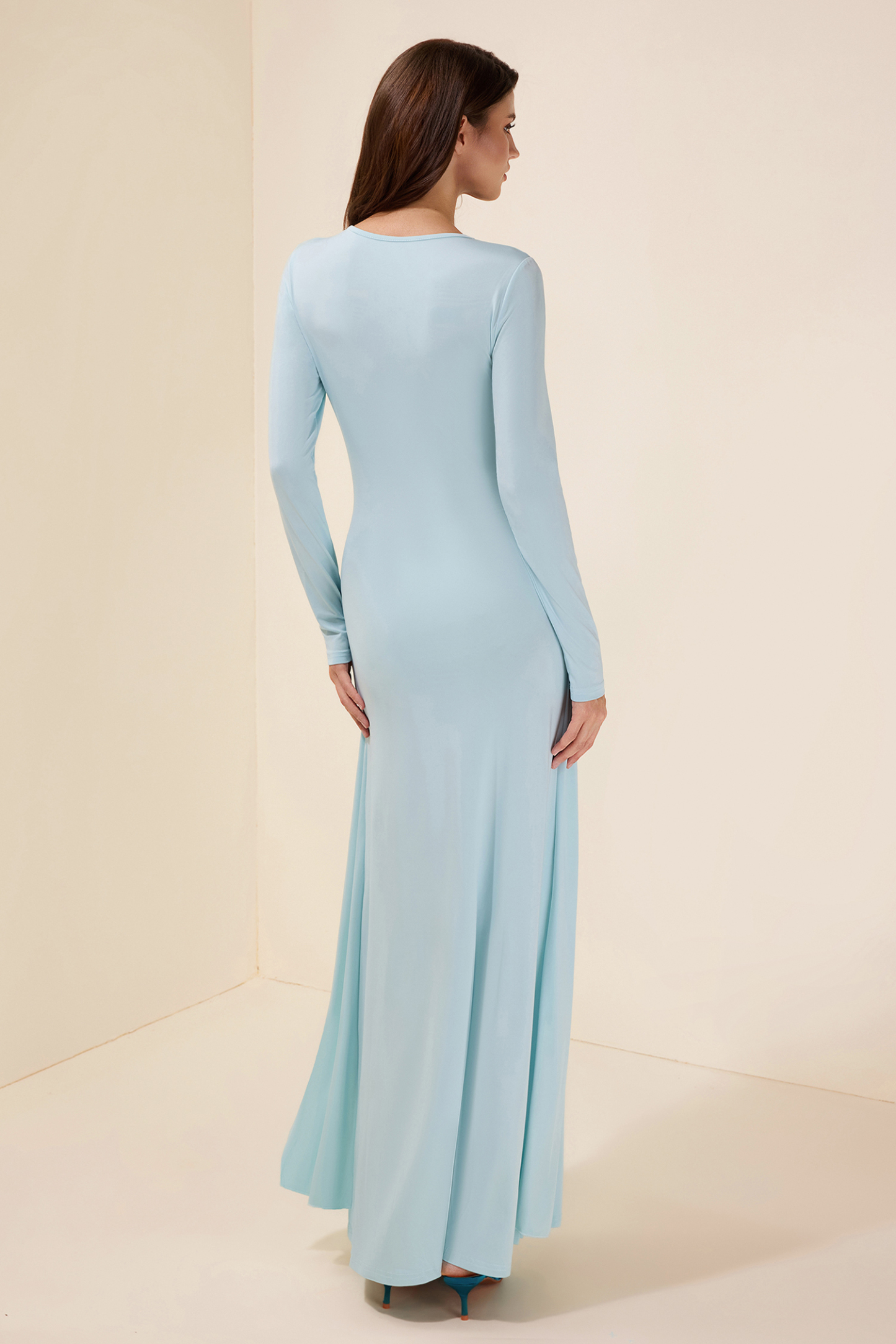 Jersey Knotted Metal Button Maxi Dress