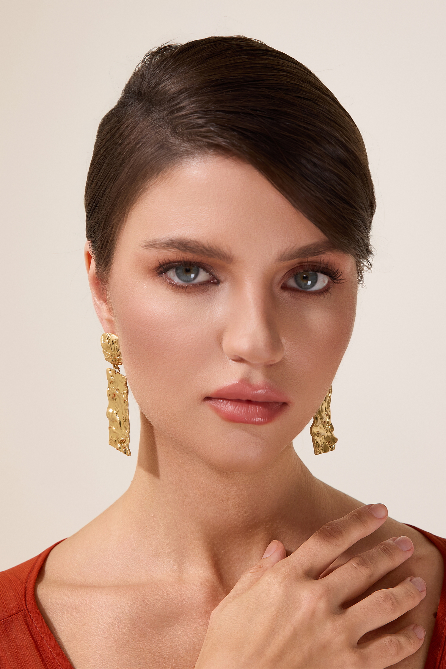 Vintage Rectangle Cameo Metal Earrings