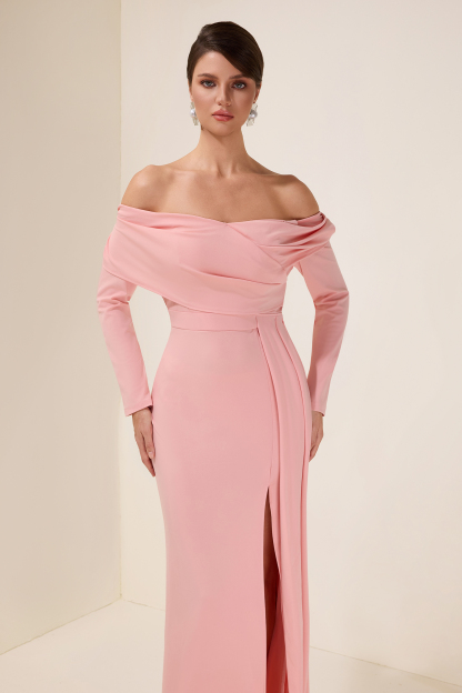 Solid 3D Flower Slit Maxi Dress