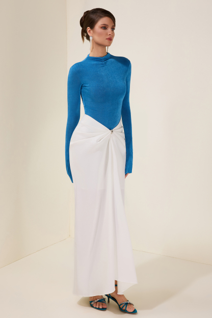 Jersey Long Sleeve Bodysuit & High Waist Solid Skirt Set