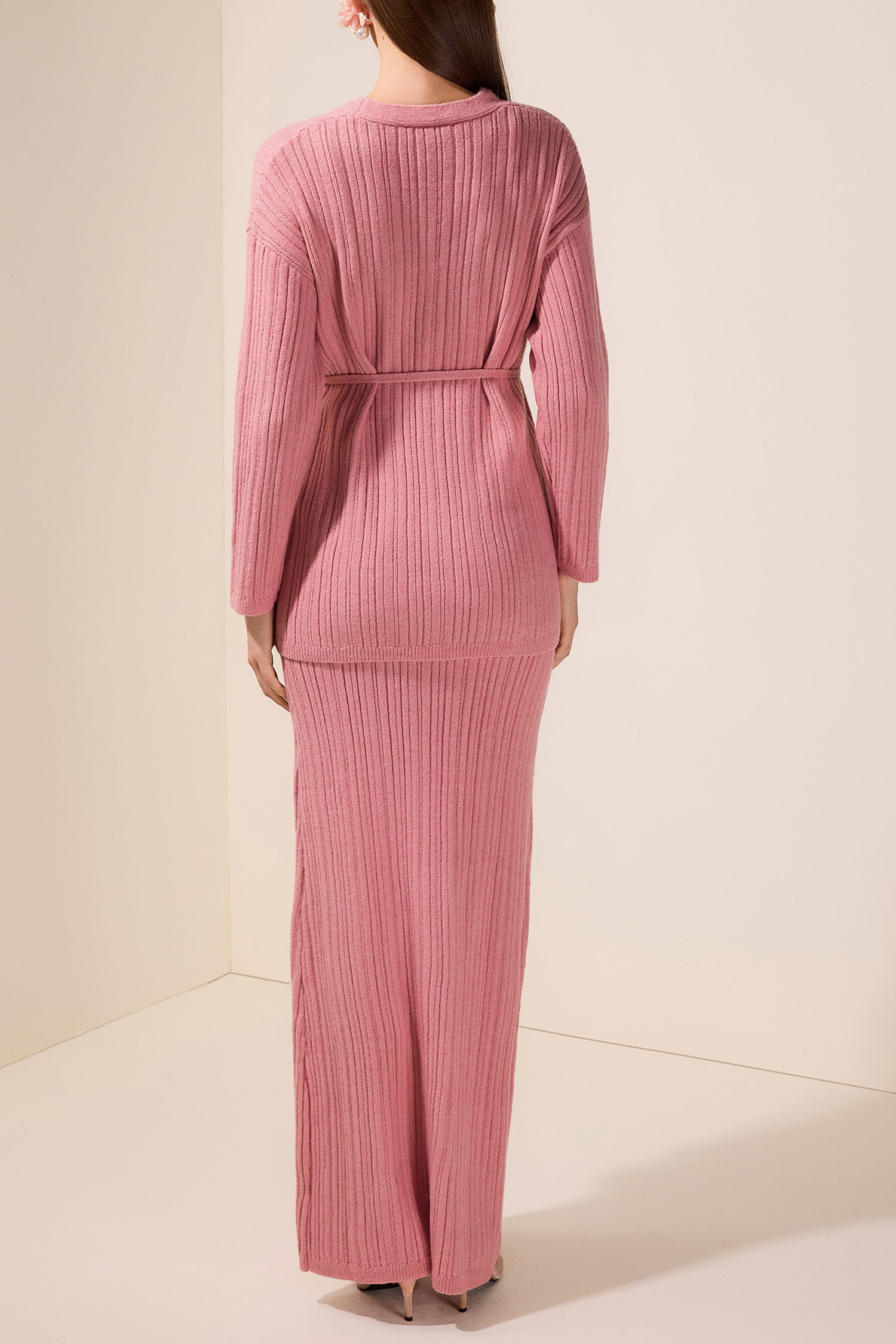 Knit Camisole Maxi Dress With Cardigan