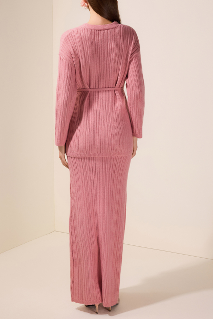 Knit Camisole Maxi Dress With Cardigan