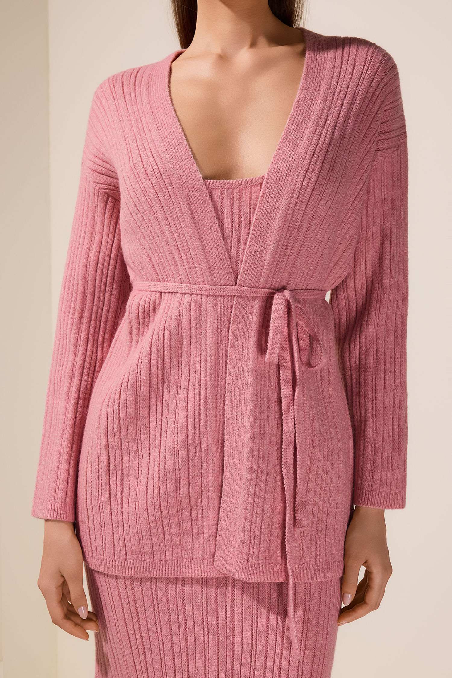 Knit Camisole Maxi Dress With Cardigan