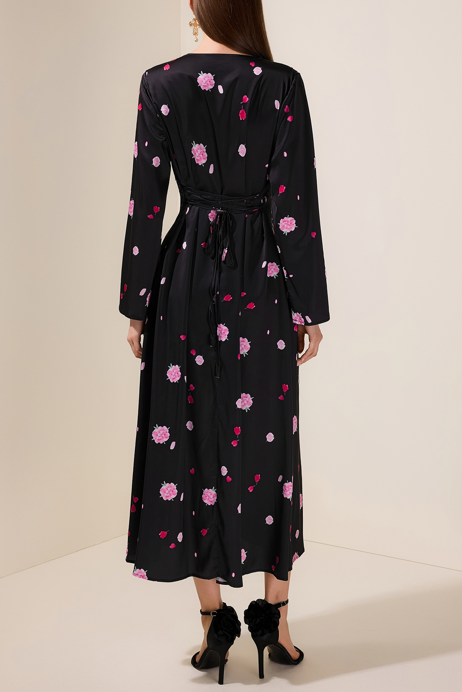 Floral V-Neck Long Sleeve Maxi Dress