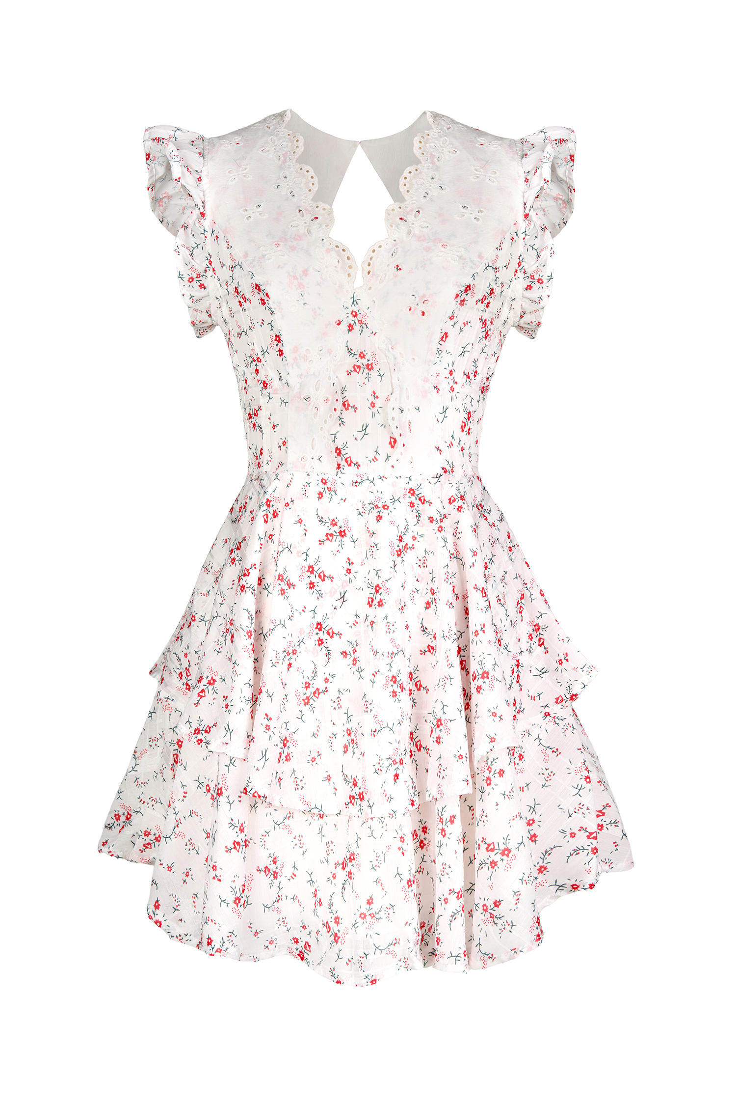 Floral Lace V-Neck Cut-Out Backless Mini Dress